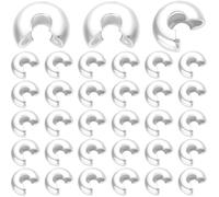 Beebeecraft 1 scatola Da 200 pezzi di Perline A Crimpare Semicircolari Aperte 925 perline A Crimpare Placcate In Argento Sterling Da 5mm Tappi per Nodi Tappi per Punte Terminali per La Creazione di