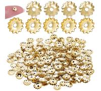 Beebeecraft 1 scatola Da 260 pezzi Tappi Terminali per Perline A Forma di Fiore Da 5.5mm In Acciaio Inossidabile Placcato Oro 18K Tappi Terminali per Perline di Gioielli Petali Floreali Piccole