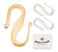 Beebeecraft 1 scatola da 30 12x7.5mm chiusure a gancio a S in ottone placcato oro 24 K e argento Sterling 925, chiusura per collane bracciali collane gioielli fai da te
