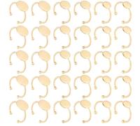 Beebeecraft 1 Scatola da 30 Pezzi 3 Stili in Acciaio Inossidabile Regolabili con Castone per Anello Placcato Oro 18K con Base Piatta e Rotonda Componenti per La Creazione di Gioielli Forniture
