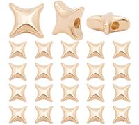 Beebeecraft 1 Scatola da 30 Pezzi di Perline A Stella in Ottone Placcato Oro 14K Perline A Stella A Quattro Punte 3D per Braccialetti Collane Orecchini Creazione di Gioielli Forniture Artigianali