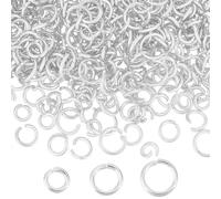 Beebeecraft 1 Scatola da 300 Pezzi di Anelli di Congiunzione in Argento per La Creazione di Gioielli 925 Anelli di Congiunzione Piccoli in Ottone Placcato Argento Sterling da 4/5/6mm per Braccialetti