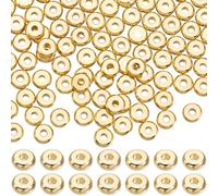 Beebeecraft 1 scatola Da 300 pezzi di Perline Distanziatrici In Metallo Placcate Oro 18K Piatte e Rotonde Heishi per La Creazione di Gioielli Collane e Bracciali