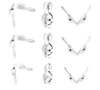 Beebeecraft 1 scatola Da 300 pezzi di Punte di Perline Aperte In Metallo 925 coprinodi In Ottone Placcato In Argento Sterling Tappi Terminali Pieghevoli A Conchiglia Perline A Cricchetto per