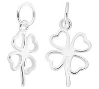 Beebeecraft 1 scatola Da 4 pezzi con Ciondoli A Forma di Quadrifoglio 925 ciondoli Portafortuna In Argento Sterling Ciondoli di Semplicità con Anello di Congiunzione per La Creazione di Gioielli Fai
