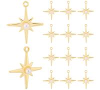 Beebeecraft 1 Scatola da 40 Pezzi di Ciondoli A Forma di Stella Polare Placcati in Oro 18K Perle Finte Ciondoli A Forma di Stella Polare per La Creazione di Gioielli Fai da Te Orecchini Bracciali
