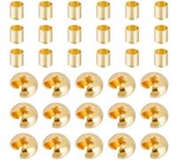 Beebeecraft 1 Scatola da 400 Pezzi Kit di Perline A Crimpare per La Creazione di Gioielli Ottone Placcato Oro 18K 2 Stili Perline A Crimpare Tappi Terminali per Cordini Tappi Allentati per Orecchini
