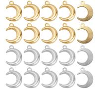 Beebeecraft 1 scatola Da 48 pezzi con Ciondolo A Forma di Mezzaluna In Oro 24K e 925 ciondoli Pendenti A Forma di Luna Celeste Placcati In Argento Sterling per La Creazione di Gioielli Collane Fai Da
