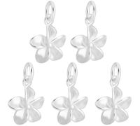 Beebeecraft 1 scatola Da 5 pezzi di Ciondoli A Forma di Fiore In Argento Sterling 925 mini Ciondoli A Forma di Fiori In Stile Tibetano Antico In Argento Sterling con Panno per Lucidare per La