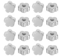 Beebeecraft 1 Scatola da 50 Pezzi in Acciaio Inossidabile con Chiusura A Vite (Foro: Calibro 0.8mm /20) con Chiusura A Vite Piatta per Orecchini A Forma di Fiore Dadi di Ricambio in Metallo Argentato