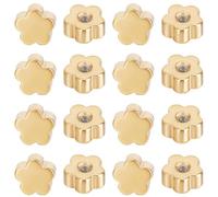 Beebeecraft 1 Scatola da 50 Pezzi in Acciaio Inossidabile con Chiusura A Vite (Foro: Calibro 1.2mm /16) con Chiusura A Vite per Orecchini A Forma di Fiore Placcata in Oro 18K Dadi di Ricambio