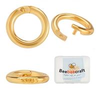Beebeecraft 1 Scatola da 6 Pezzi con 925 Anelli di Chiusura in Argento Sterling Diametro Esterno 10mm Diametro Interno 6.5mm Anelli di Chiusura Rotondi Placcati in Oro 24K Fermagli A Torsione con