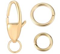 Beebeecraft 1 scatola Da 6 pezzi di Fermagli A Moschettone In Acciaio Inossidabile Piccoli Fermagli A Moschettone Placcati In Oro 18K con 12 anelli di Congiunzione Aperti Da 6/7mm per La Creazione di