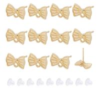 Beebeecraft 1 Scatola da 60 Pezzi di Orecchini A Fiocco in Lega d'oro con Perno A Farfalla con Foro 304 perni in Acciaio Inossidabile e 60 Dadi in Plastica per Orecchini per Accessori per La