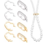 Beebeecraft 1 Scatola da 8 Pezzi 2 Colori Ottone Placcato Oro 18K e Platino e Zirconi Cubici Fermagli A Vite Lunghi 18.5mm per Collane Fermagli Accorcianti e Rinforzanti per Perle e Pietre Preziose