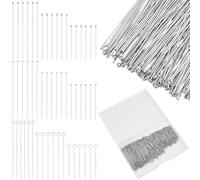 Beebeecraft 1 Scatola da 900 Pezzi di Spilli con Testa A Occhio in Argento 304 perni con Testa Piatta A Sfera in Acciaio Inossidabile Occhi Aperti per La Creazione di Gioielli Collane