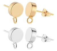 Beebeecraft 1 scatola di 2 orecchini A Bottone Tondi Piatti Da 20 colori con Anello Da 8mm In Oro 18 carati e 925 perni per Orecchini In Ottone Placcato In Argento Sterling con 20 dadi A Farfalla
