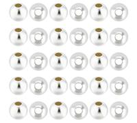 Beebeecraft 1 Scatola di 40 Perline Intercalari Rotonde in Argento Sterling 4mm Rotonde Lisce Perline Sfuso per la Creazione di Gioielli Fai da Te Braccialetto Collana Forniture per la Realizzazione