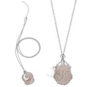 Beebeecraft 1 Scatola Porta Cristallo Collana 304 Acciaio Inossidabile Argento Regolabile Pietra Vuota Ciondolo Collana Gabbia per Creazione di Gioielli Fai da Te Ciondolo Pietra Preziosa Pepite