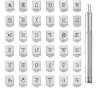 Beebeecraft 1 Set di 36 Strumenti per La Stampa di Pelle in Lega da 4.5mm Kit per Timbri con Lettere e Numeri Strumenti per La Punzonatura di Metalli Stampati per Cinture in Pelle Borse Cappelli