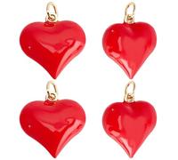Beebeecraft 10 Pezzi Ciondoli A Forma di Cuore Rosso Placcati in Oro 18K Ciondoli Pendenti A Forma di Cuore 3D con Anello di Congiunzione per La Festa della Mamma Regali di San Valentino Creazione