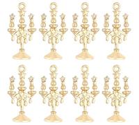 Beebeecraft 10 Pezzo di Ciondolo A Forma di Candelabro in Vero Ottone Placcato Oro 18K con Zirconi Cubici Ciondolo A Forma di Stella Castello Medievale Tema Fiabesco per La Creazione di Gioielli