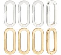 Beebeecraft 10 pz 2 Colori Anelli A Molla in Argento Sterling e Placcato Oro 18K 25x11x2.6mm Ovale Anello A Molla Chiusura Connettore Chiusura Collana Chiusura Potenziatore per Portachiavi Gioielli