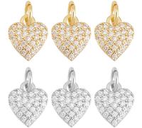 Beebeecraft 10 pz 2 Colori Piccoli Ciondoli A Forma di Cuore Placcati in Oro 18K e Platino con Zirconi Cubici con Anello di Congiunzione per La Creazione di Gioielli Bracciali Collane Artigianato Fai