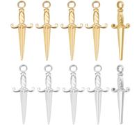 Beebeecraft 10 pz 2 Colori Spada Ciondoli Placcati Oro 18K 201 Acciaio Inossidabile Antico Spade Coltello Segnalibro Ciondoli per La Creazione di Gioielli Collana Braccialetto Fai da Te Artigianato