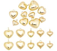 Beebeecraft 10 pz 5 Stili Ciondoli A Forma di Cuore Placcati Oro 18K Ciondoli A Forma di Cuore Gonfio 3D con Anello di Congiunzione per La Creazione di Gioielli Fai da Te Collana Braccialetto Regalo
