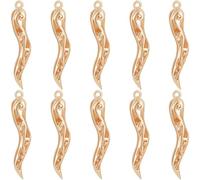 Beebeecraft 10 pz Ciondolo Corno Italiano Vero Ottone Placcato Oro 18K Ciondolo Peperoncino Cavo Cornicello Portafortuna per Bracciale Orecchino Collana Fai da Te Artigianato