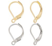 Beebeecraft 100 pièces de Boucles d'oreilles à Levier en Acier Inoxydable Français Crochets de Boucles d'oreilles Couleur Argent et Or 15x11mm Interchangeables Boucles d'oreilles Pendantes