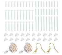 Beebeecraft 100 pz 5 stili Orecchini Manicotti Trasparenti Tubo Orecchini di Plastica per Orecchie Sensibili Piercing Protezioni con 100 pezzi Silicone Orecchio Dado per Orecchie Vuoto Orecchino