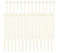 Beebeecraft 100 Pz/Scatola Perni A Occhio Aperto Spilli A Testa Placcati Oro 18K 50mm Risultati per Creazione di Gioielli per Perline con Ciondoli Creazione Fai-Da-Te, Foro: 1.5 mm