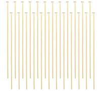Beebeecraft 100 Pz/Scatola Spilli A Testa Piatta Spilli per Perline Placcati Oro 18K 50mm Spilli per Gioielli per Orecchino Perline Fai da Te