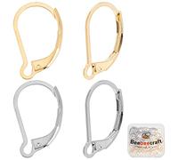 Beebeecraft 100Pcs Leverback Orecchini Risultati 24K Placcato Oro Francese Orecchino Ganci Argento e Oro Colore 16X10mm Intercambiabile Penzolare Risultati Filo Orecchio