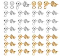 Beebeecraft 100pz 4mm Pallina Perno Orecchini 100pz Le Dadi Delle Orecchie | 2 Colori 304 Acciaio Inossidabile Orecchini a Poste per Fai da Te Creazione di Gioielli
