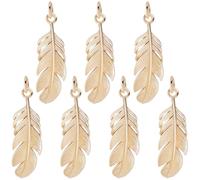 Beebeecraft 12 Pezzi di Ciondoli A Forma di Piuma in Ottone Placcato Oro 18K A Forma di Piuma A Forma di Foglia con Anello di Congiunzione Pendenti A Forma di Piuma per La Creazione di Gioielli