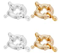 Beebeecraft 12 Pezzi di Fermagli a Molla per Gioielli Chiusura a Moschettone in Ottone Placcato Oro 24K 925 Fibbie ad Anello Rotonde Piccole in Argento Sterling Connettori a Maglie per Collane