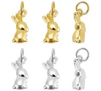 Beebeecraft 12 pz 2 Colori Ciondolo Coniglio in Argento 18K Placcato Oro Platino Placcato in Ottone Ciondolo Animale con Anello di Congiunzione per La Creazione di Gioielli Braccialetto Collana