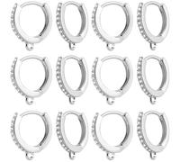 Beebeecraft 12 pz. Orecchini Huggie Hoop Placcati In Platino Ganci per Orecchini A Monachella Rotondi con Anello Orecchini In Argento con Scatola di Immagazzinaggio per Creazione di Orecchini Fai Da T