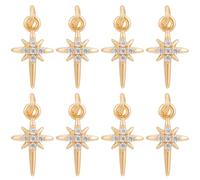 Beebeecraft 14 Ciondolo A Forma di Stella Polare Placcato Oro 18K Piccolo Ciondolo A Stella Polare con Zirconi Cubici e Anelli di Congiunzione per La Creazione di Gioielli Bracciali Collane e