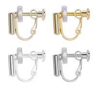 Beebeecraft 16 convertitore per Orecchini A Clip in 4 Stili con Chiusura A Vite in Oro 18K e 14K Argento Sterling e Platino con 20 Cuscinetti Auricolari per Orecchie Non Forate