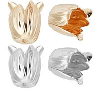 Beebeecraft 16 pz 2 colori Filigrana Fiore Perline Tappi Apetalous 18K Placcato Oro Platino Ottone Cavo Primavera Fiore Floreale Perline Tappi Estremità per Creazione di Gioielli Orecchini Collane