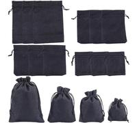 Beebeecraft 16 pz 4 misure Sacchetti di Tela per Gioielli Poliestere Colori Neri Sacchetto con Coulisse Sacchetti Regalo In Lino per Gioielli Bomboniere Regali e Artigianato Fai Da Te