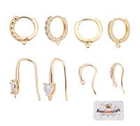 Beebeecraft 16 pz/scatola 4 stili monachella orecchini risultati risultati 18K placcato oro rotondo francese orecchini ganci Huggie Hoop con anello per la creazione di gioielli fai da te
