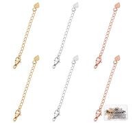 Beebeecraft 18 pz 3 Colori Estensori per Collana Placcati Oro Oro Bianco Oro Rosa Colore Bracciale Cavigliere Catena Estensibile con Fermagli A Moschettone e Ciondoli A Cuore