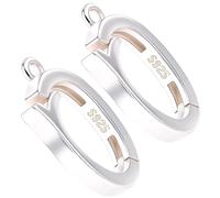 Beebeecraft 2 Pezzi 925 Anelli di Chiusura A Molla in Argento Sterling per Accorciare e Rinforzare Collane Maglie di Collegamento Moschettone Chiusura Ovale per Bracciale Collana Cavigliera Creazione