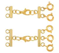Beebeecraft 2 pz 2 Stili Collane A Strati Fermagli Placcati Oro 18K Fermaglio A Strati 304 estensori per Catena in Acciaio Inossidabile 2 Fili 3 Fili Separatori per Braccialetti Fai da Te Creazione