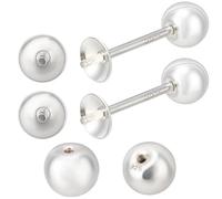 Beebeecraft 2 pz Perno per Orecchini A Tazza di Perle 925 pezzi per Orecchini A Bottone In Argento Sterling Da 4mm 0.8mm /20g per Perline Semiforate con 2 pezzi di Chiusura A Sfera A Vite 1 pezzi di